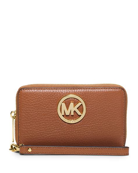 michael kors phone wallet leather|leather Michael Kors Wallet women.